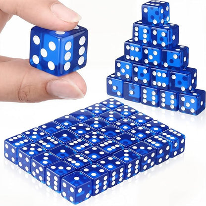 36 Piece 19 mm Casino Style Craps Dice Sets Acrylic and Translucent D6 Dice, Square W/Rounded Edge for Casino, Craps, Table Games and Board Games (Blue)