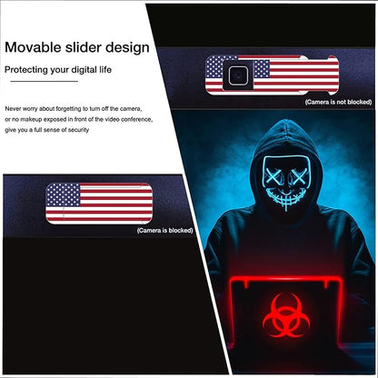 Webcam Cover, Laptop Camera Cover Slide, Ultra-Thin, US Flag Pattern Design, Web Camera Cover fits Laptop, Desktop, PC, Macboook Pro, iMac, Computer, Protect Your Privacy & Security