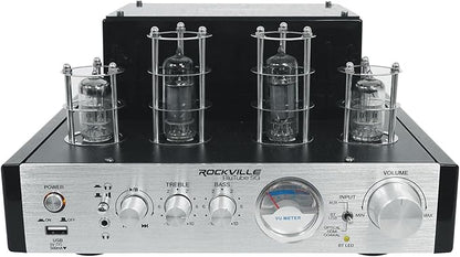 Rockville BluTube SG 70W Home Theater Tube Amplifier Stereo Receiver, Bluetooth, USB/RCA/Optical/Coaxial Inputs, 35W x 2 RMS @ 4 Ohm, for Music and Movies