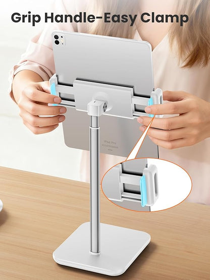 tounee Portable Monitor & Tablet Holder Stand, 4.4lb (2kg) Holding Strength, Height Adjustable Up to 18.11", Ideal for 4.7"-16" Devices (15.6" Portable Monitors, iPad, iPhone, Kindle)-White