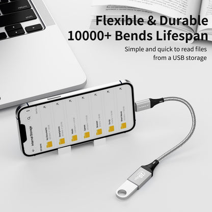 USB C to USB 3.0 Adapter 2 Pack, 10Gbps SuperSpeed - Thunderbolt3 OTG Cable Compatible with MacBook Pro/Air, iPhone 17 16 Pro Max, Samsung S25/S24/S23 (0.59ft, Silver)