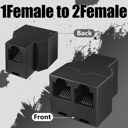 Uvital Phone Jack Splitter-1 Female to 2 Female, RJ12 6P6C, Black 10 Pack