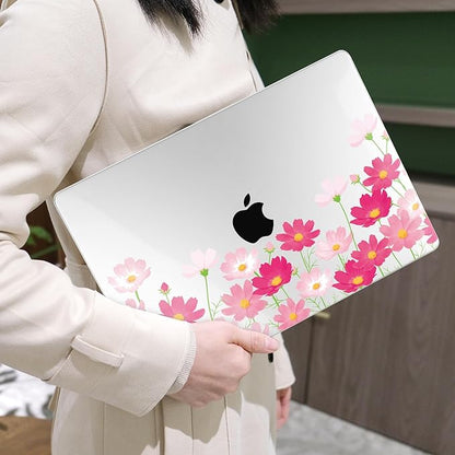 MEEgoodo for M4/M3/M2 MacBook Air 15.3 inch Case 2025 2024 2023, Case Fit Model (A3241/A3114/A2941) for MacBook Air 15 inch, Laptop Hard Shell with Keyboard Cover, Bright Pink Flowers