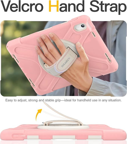BRAECN for iPad (A16) 11th/10th Generation case 11/10.9 inch 2025/2022 Heavy Duty Shockproof Protective with Pencil Holder Screen Protector 360°Rotating Stand Handle & Shoulder Strap Full Body Cover