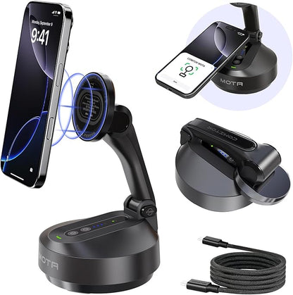 MOTA Tripod Stand Only for iPhone, 2 Axis Foldable iPhone Gimbal Stabilizer for Video Recording Megnetic Holder for Desk, 360 Degree Auto Face Tracking Cell Phone Tripod for Video and Facetime