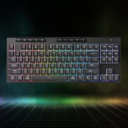 Redragon K516 PRO Shiva TKL RGB Wireless Membrane Gaming Keyboard, 87 Keys Mechanical-Feel Keyboard w/Smooth Linear Switch, On-Board Macro & Multimedia Keys, 16.8M RGB Backlit, Software Supported