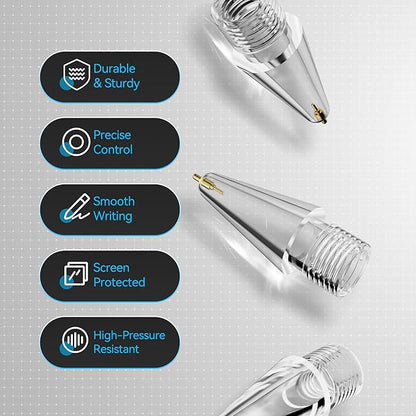 Chrome Metal Tips for Apple Pencil Pro/1st/2nd & USB-C, 2 Pack Durable Pencil Tip Replacement, Precise Control Stylus Tip, Real Pen Feel for Drawing & Note-Taking, iPad Pencil Nibs Accessory