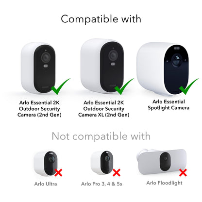 Wasserstein Solar Panel Compatible with Arlo Essential 2K Outdoor Security Camera (2nd Gen) / XL (2nd Gen) & Essential Spotlight (Camera NOT Included) - (3-Pack, White)