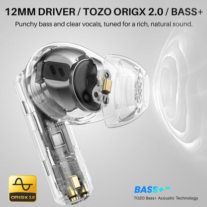 TOZO Hybrid Active Noise Cancelling in Ear Wireless Earbuds, 68H Playtime