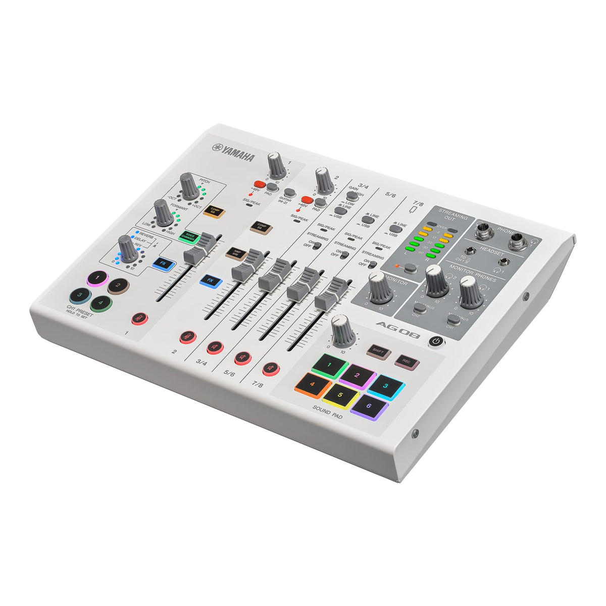 Yamaha AG06MK2 White 6-Channel USB-C Audio Interface & Live Streaming Mixer