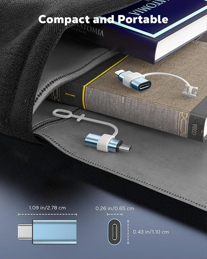 MoKo Lightning to USB C Adapter 2Pack, NOT for Lightning Earbuds/Headphones/OTG, USB-C to Lightning Adapter for iPhone Air 17 16 15 Pro Max Plus,iPad Pro/Air,Galaxy,ONLY for Charging/Data Sync, Cyan
