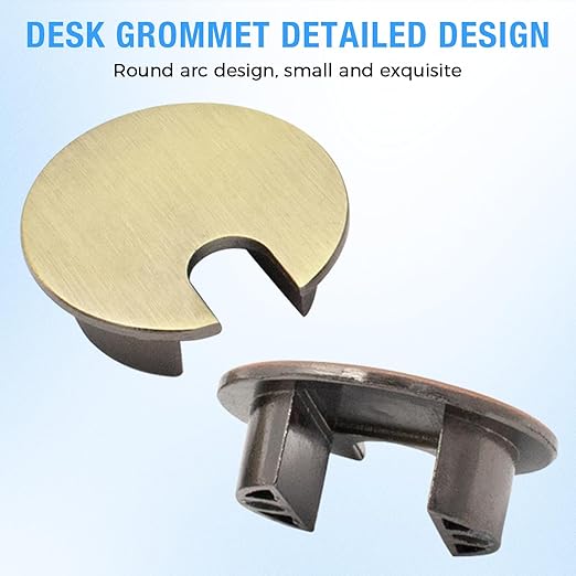 Desk Grommet 1-3/8" (35 mm), Desk Cord Hole Cover, Cable Grommet Metal Zinc Alloy Materilal, Desk Hole Grommet for Office and Home Table Cable, Detachable Cable Cord Organizer (Bronze 2 Pcs)