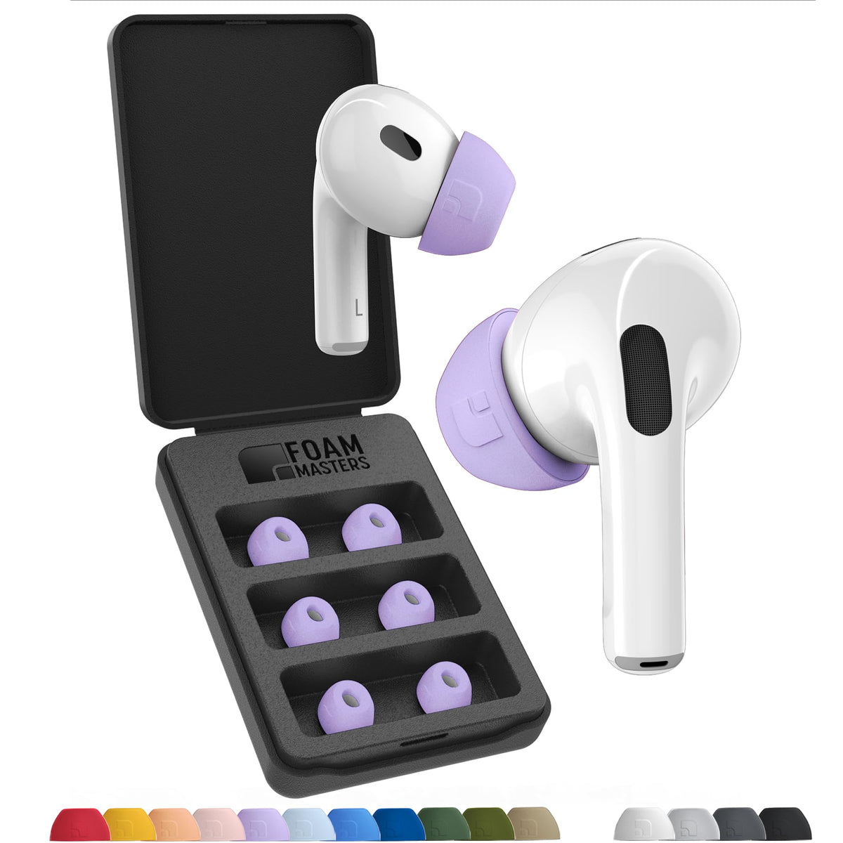 Foam Masters Ultra-Premium Memory Foam Ear Tips for AirPods Pro 1st & 2nd Gen | 3 Pairs | New Ver. | Secure Fit | Super Comfort | Better Noise Cancel | Replacement Buds (Small, Blue)