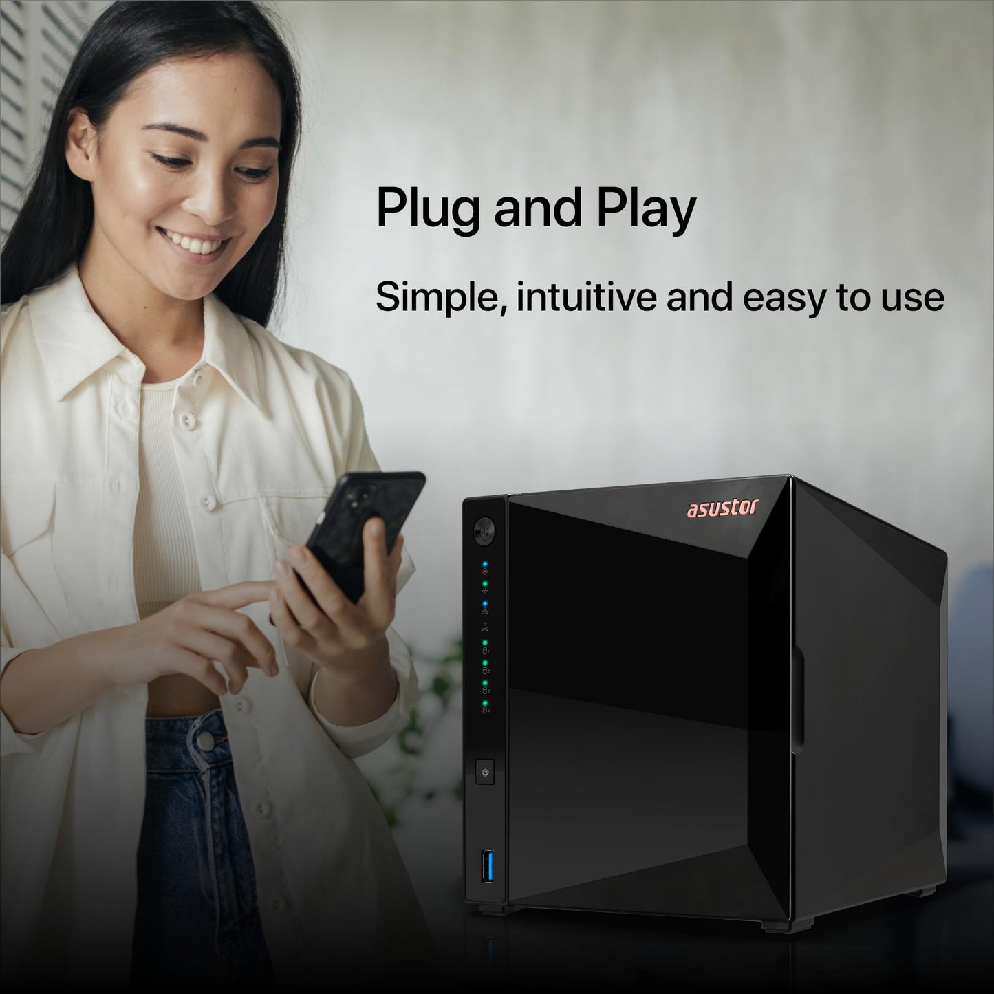 Asustor Drivestor 4 Pro Gen2 AS3304T v2, 4 Bay NAS, 1.7GHz Quad-Core, 2GB RAM DDR4, 2.5GbE High-Speed Network, Personal Media Server, Best Value Home Cloud, Network Attached Storage(Diskless)