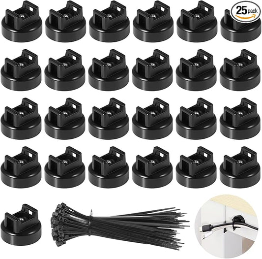 Magnetic Cable Zip Tie Mounts, 25 Pcs Magnets with 100 Pcs Cable Zip Ties, Multipurpose Magnetic Cables Holder for Cables Management, Wire Management Bases