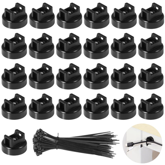 Magnetic Cable Zip Tie Mounts, 25 Pcs Magnets with 100 Pcs Cable Zip Ties, Multipurpose Magnetic Cables Holder for Cables Management, Wire Management Bases