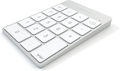 Satechi Slim Aluminum Bluetooth Keypad, Wireless Number Pad with 18 Keys, Micro USB Rechargeable Numpad, External Number Pad for MacBook Air/Pro M4, iPad Air/Pro M4/M3, iMac, PC - Silver