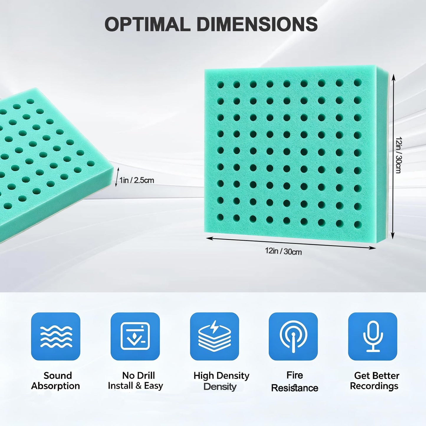 Sound proof foam panels for walls, let your life be free from noise disturbances, and fully enjoy the quiet and pleasant moments.(FW-L 12" × 12" × 1", Pack of 24)