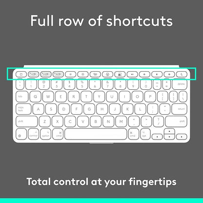 Logitech Keys-to-GO 2 Portable Wireless iPad Keyboard with Built-in Cover, Slim and Compact Bluetooth Keyboard for iPad, iPhone, Mac, and Apple TV, Easily Switch with Devices - Pale Grey