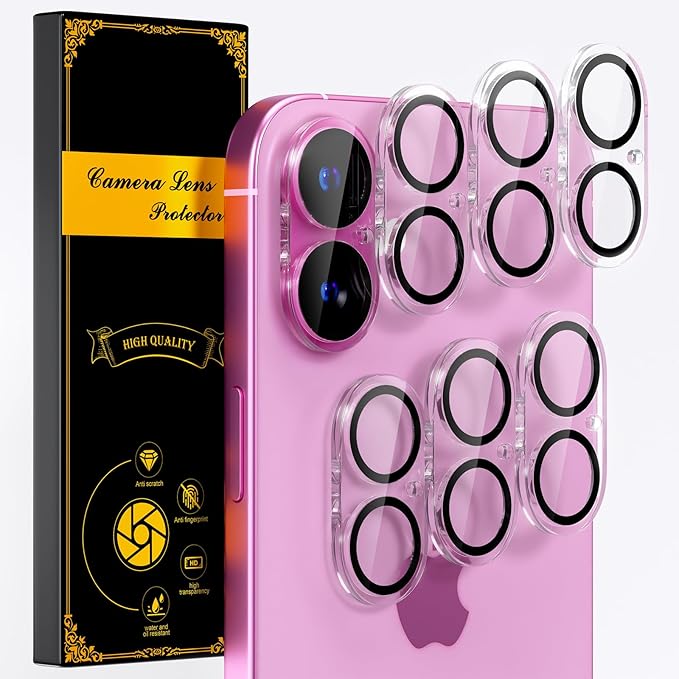 beuxece for 6 Pack iPhone 16 / iPhone 16 Plus Camera Lens Protector [Drop Protection] [Case Friendly] [Easy Installation] 9H Tempered Glass Camera Screen Protector Cover Accessories, Clear