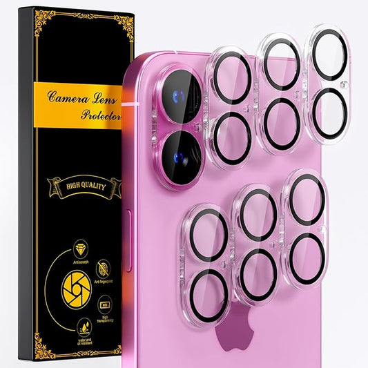beuxece for 6 Pack iPhone 17 / iPhone 16 / iPhone 16 Plus Camera Lens Protector [Drop Protection] [Easy Installation] 9H Tempered Glass Camera Screen Protector Cover Accessories, Clear