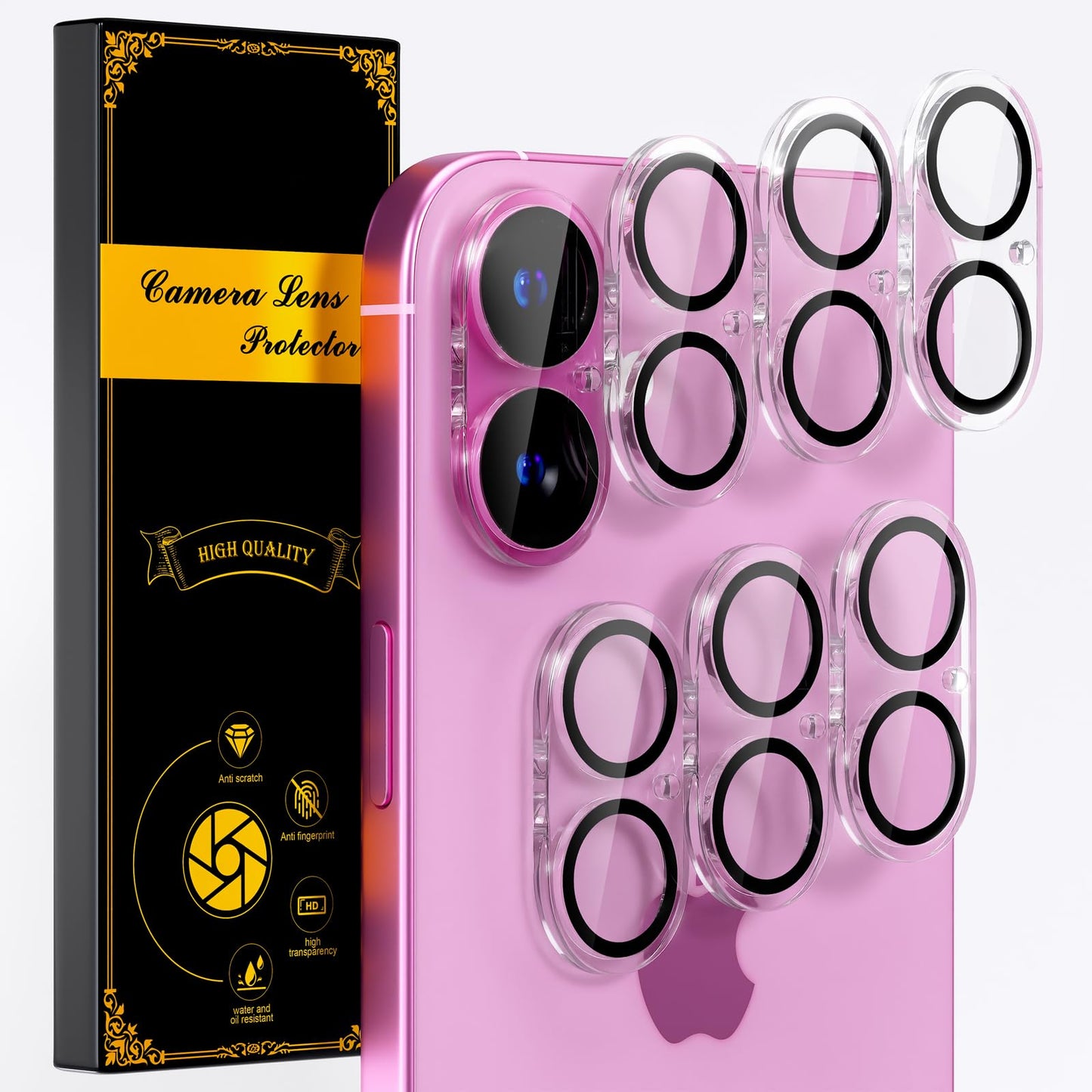 beuxece for 6 Pack iPhone 17 / iPhone 16 / iPhone 16 Plus Camera Lens Protector [Drop Protection] [Easy Installation] 9H Tempered Glass Camera Screen Protector Cover Accessories, Clear