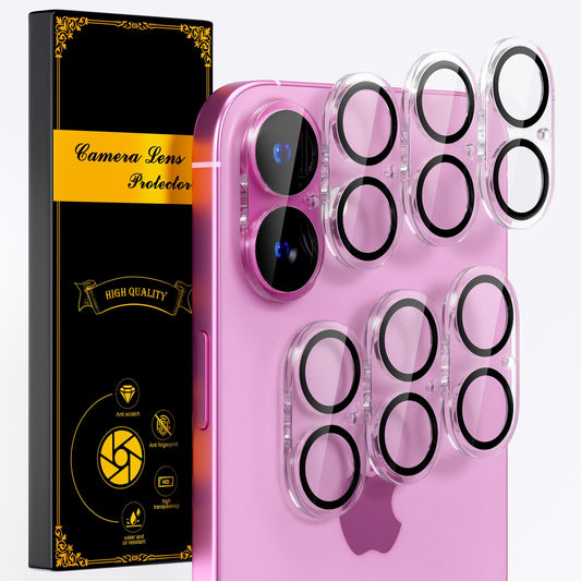 beuxece for 6 Pack iPhone 17 / iPhone 16 / iPhone 16 Plus Camera Lens Protector [Drop Protection] [Easy Installation] 9H Tempered Glass Camera Screen Protector Cover Accessories, Clear