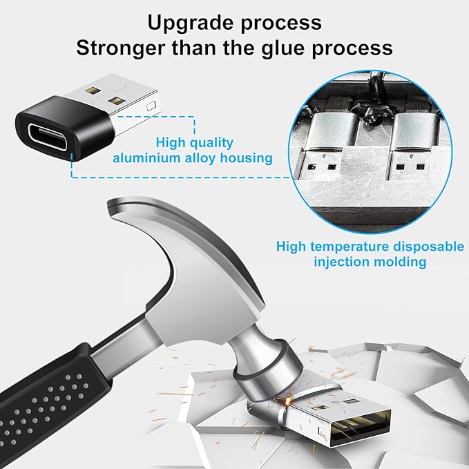 USB Type C Adapter 8 Pack,USB to USB C Adapter,USBC Type A Male Female OTG Converter Adaptor,Charger Cable Connector for iPhone 15 14 13,MacBook Pro,iPad,iMac,Grey