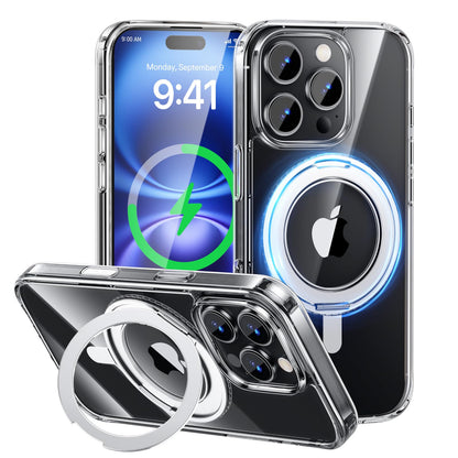 MAGIC JOHN 360° Rotatable Magnetic Invisible Stand for iPhone 16 Pro Case [Camera Control Button] [Compatible with MagSafe] 16FT Shockproof for iPhone 16 Pro Case 6.3'' with Kickstand, Clear