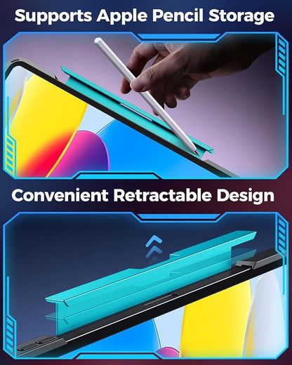 SIBEITU Keyboard Case for iPad A16 11th Gen 11" 2025 & 10th Gen 10.9" 2022, Clear Wireless Keyboard Protective Cover with Multi-Touch Trackpad, 7-Color Backlight & 3-Brightness, 360 Rotatable, Blue