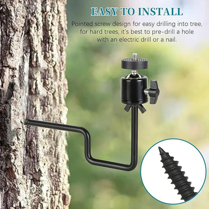 4 Pcs Trail Camera Tree Mount,1/4" x 20 Screw, 360° Rotatable Interface Tree Screw Mounting Bracket for Game Cam, Solar Panels, etc
