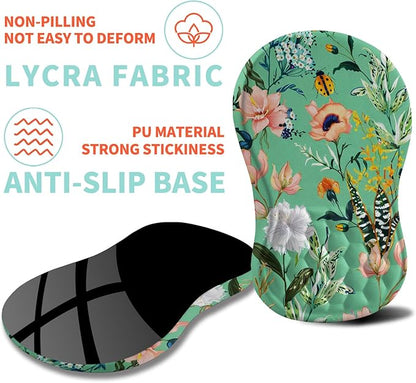 Ergonomic Mouse Pad Wrist Support with Memory Foam Massage Bulge, Carpal Tunnel Pain Relief Mousepad Wrist Rest for Mouse(12x8 inch, Pink Flowers)