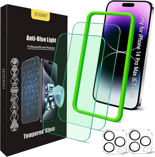 JESOHO Blue Light Screen Protector for iPhone 14 Pro Max 6.7 inch