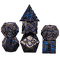 Maywin Cracked Rune Metal Dice Set for DND & RPG – Dark Fantasy Fractured Design, Premium Heavy Metal Polyhedral Dice with Deep Engraved Numbers, 7-Piece Set – Blue Arcane Vein