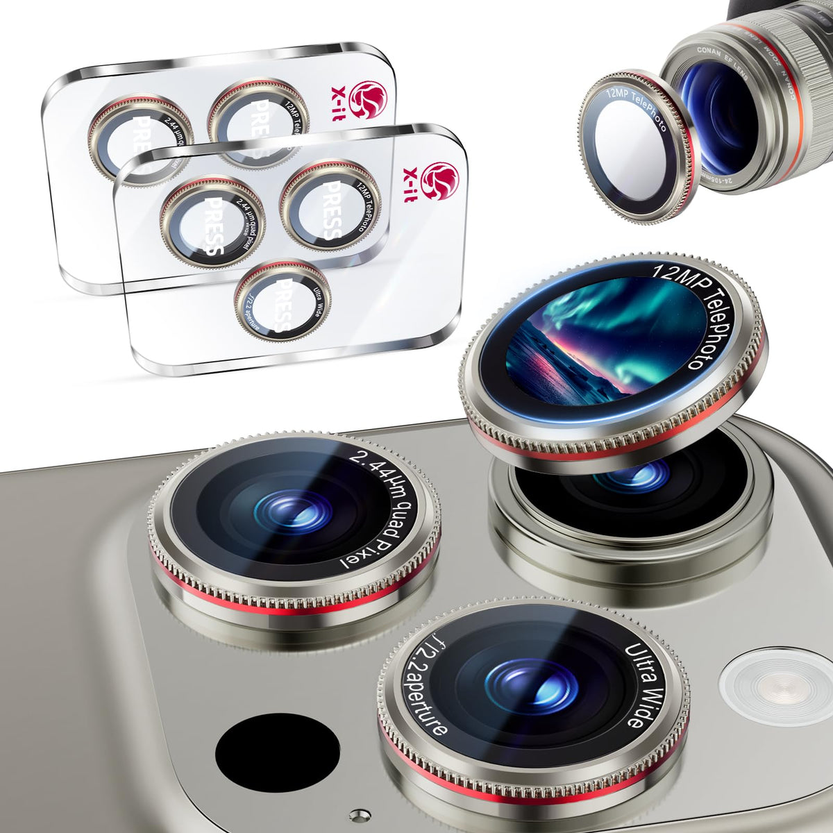 X-it 2-Pack Camera Lens Protector for iPhone 17/16/16 Plus, [Shatterproof & Impact Resistant] 9H High-Alumina Tempered Glass, Anti-Scratch, Dustproof, Strong Adsorption, Case Friendly, Ultra HD Clear