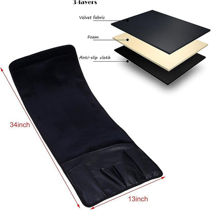 Wanty Velvet Sofa Couch Chair Armrest Soft Caddy Organizer Holder for Remote Control, Cell Phone, Book, Pencil (Black)