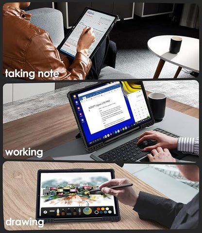 Nillkin for Samsung Galaxy Tab S9 FE Plus Case with Detachable Keyboard, Multi-Touch Trackpad, 7-Color Backlit, S Pen Holder, Rugged Keyboard Case with Camera Cover for Samsung Tablet S9 FE+ 12.4"