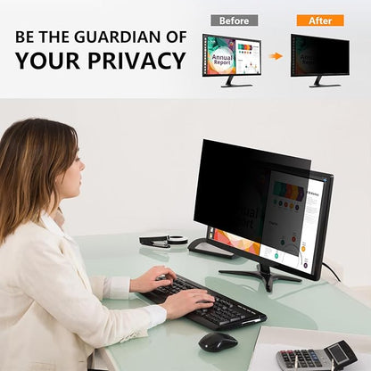 【2-Pack】 23.8 Inch Computer Privacy Screen for 16:9 Monitors with Anti-Spy Anti-Glare Filter, Blue Light Blocking & Eye Protection, Removable Anti-Scratch HD Clarity Screen Protector