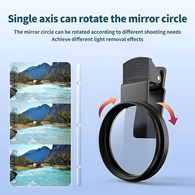 67mm Clip-on CPL Phone Camera Lens Filter, Polarized Camera Lens Filter CPL Filter for iPhone 16 15 Pro Max Plus 14 13 Pro Max Mini 12 11 X XS Galaxy