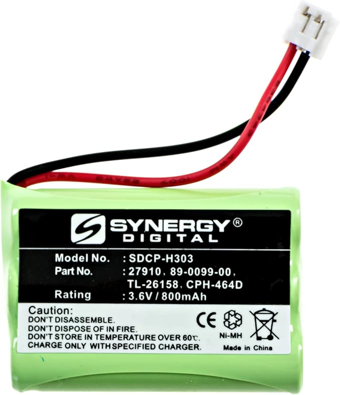 Synergy Digital Cordless Phone Battery, Compatible with Oregon Scientific WR602 Cordless Phone, (Ni-MH, 3.6V, 800 mAh) Ultra High Capacity, Replacement for AT&T 27910 Battery