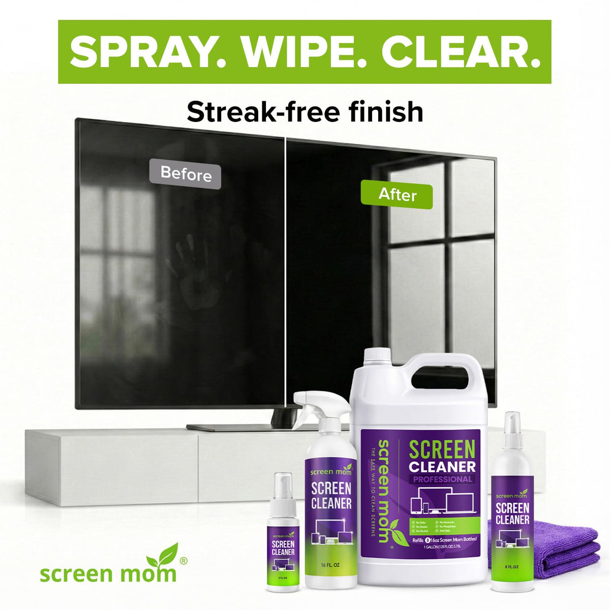 Screen Cleaner 4-Pack Microfiber Cloths for TV, Car, Laptop & Computer