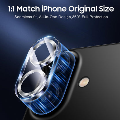 UniqueMe for 3 Pack iPhone 16 / iPhone 16 Plus/iPhone 17 Camera Lens Protector - [Drop Protection] [Case Friendly] 9H Tempered Glass Camera Cover Screen [Update New Version] - Silver