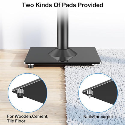 MOUNTUP Universal Speaker Stands Pair 28.3" to 37.4" Height Adjustable Floor Speaker Stands, Holds Bookshelf & Satellite Speaker Large Speaker, Up to 22LBS Cable Concealing 9.8" Plate Black MU9132-L