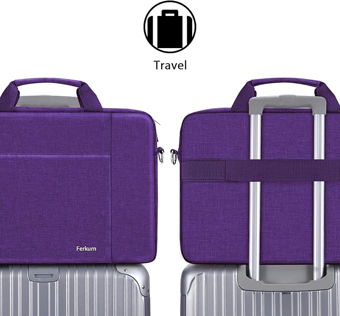 Ferkurn Laptop Bag Case for Women Men Computer Bag Compatible with HP Envy Pavilion Omen/LG Gram/MSI/Dell Inspiron XPS/Lenovo/Acer, Shoulder Strap Carrying Messenger Briefcase, Purple, 15.6 16 Inch