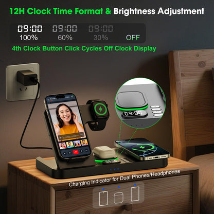 Dual Phone Foldable Wireless Charging Station for Apple Devices