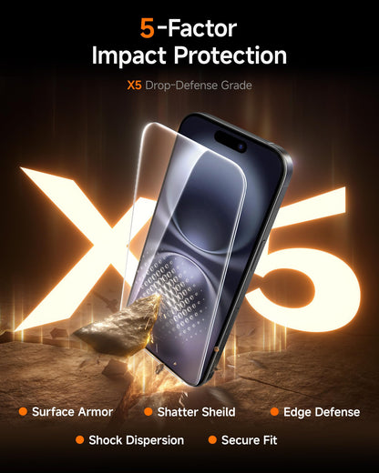 SMARTDEVIL 2 Pack for iPhone 16 Plus/iPhone 15 Plus Screen Protector, 9H Hardness Military Grade Shatterproof, HD Clear Tempered Glass with Auto Dust-Elimination, Bubble Free, Easy Installation