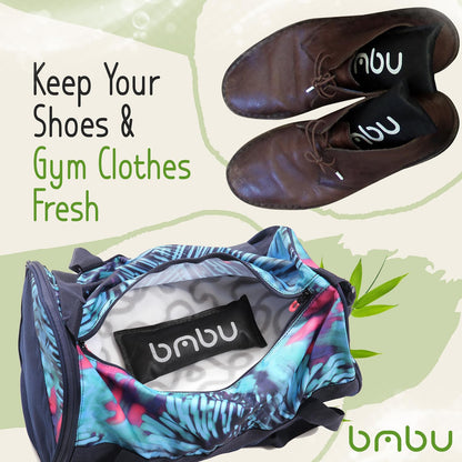 bmbu Activated Charcoal Shoe Deodorizer Inserts - Natural Bamboo Alternative to Odor Eliminator Balls for Sneakers, Gym Bags - Smell Absorber/Air Freshener for Sports Bag, Drawer, Cat Litter