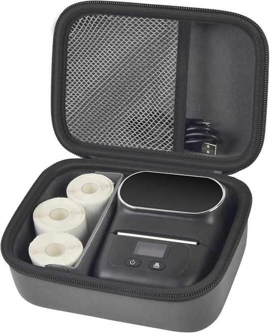 Case Compatible with Phomemo M110 Label Maker - Portable Mini Bluetooth Thermal Label Maker Carrying Storage Bag for Printer Labels, USB Cable and Accessories Black (Box Only)-Grey