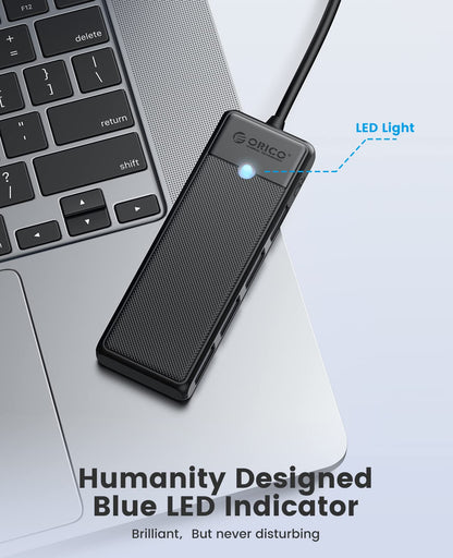 ORICO USB 3.0 Hub, 4-Port USB Hub with 6Ft Long Cable, Ultra Slim USB Splitter for Laptop MacBook Pro, iMac, Surface Pro, XPS, PS5，PC, Flash Drive, Mobile HDD