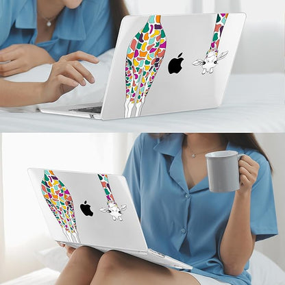 Mektron for 2025 M4 MacBook Air 13.6 Inch A3240 Case Fits 2023 A2681 M2 2024 A3113 M3 Chip with Liquid Retina Display Touch ID, Printed Plastic Hard Shell Cover for MacBook Air 13.6", Giraffe
